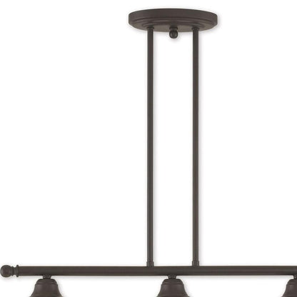 Bronze Three Light Metal Dimmable Chandelier With Shades HomeRoots