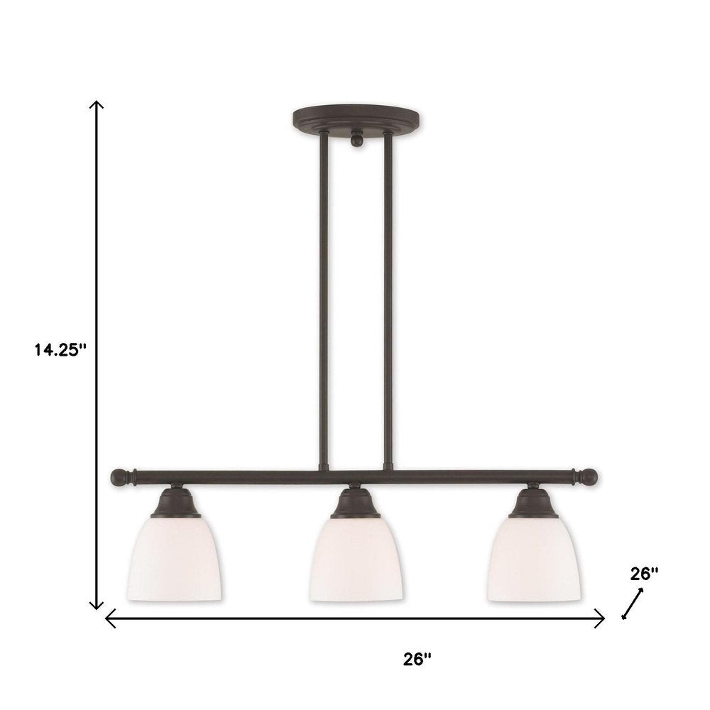 Bronze Three Light Metal Dimmable Chandelier With Shades HomeRoots