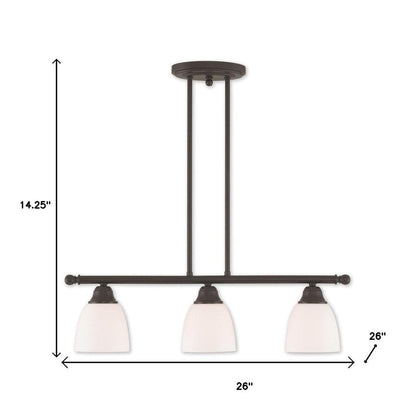Bronze Three Light Metal Dimmable Chandelier With Shades HomeRoots