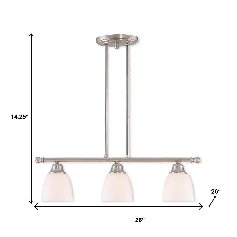Nickel Three Light Metal Dimmable Chandelier With Shades HomeRoots