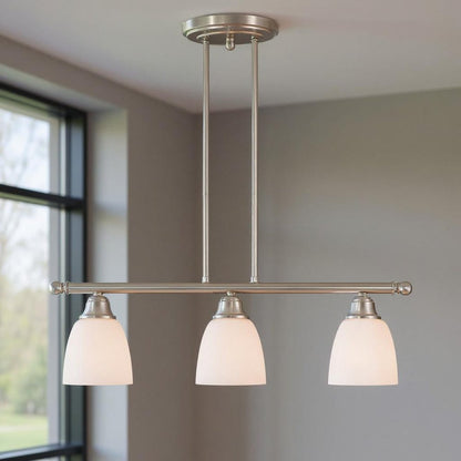 Nickel Three Light Metal Dimmable Chandelier With Shades HomeRoots
