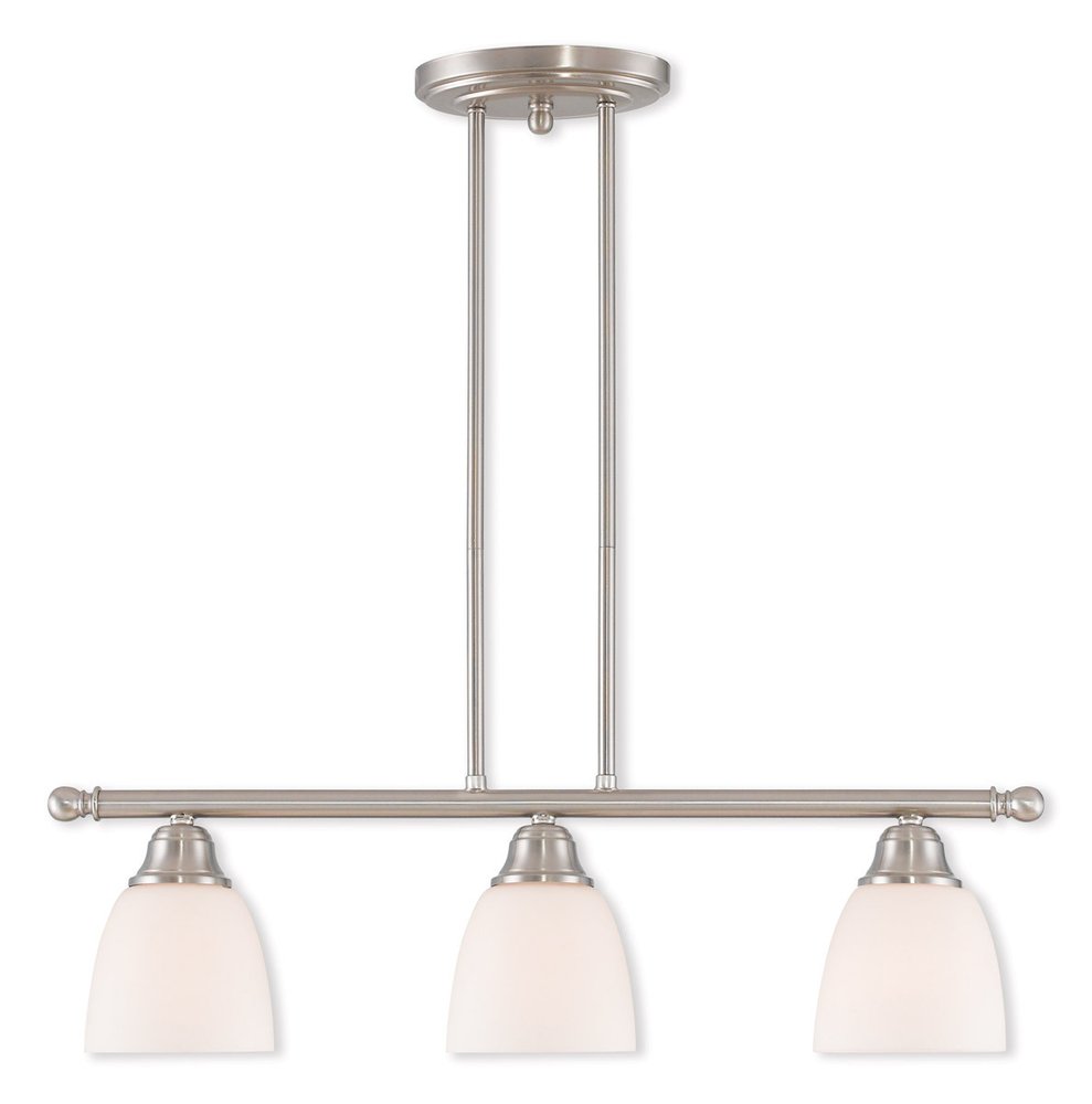 Nickel Three Light Metal Dimmable Chandelier With Shades HomeRoots