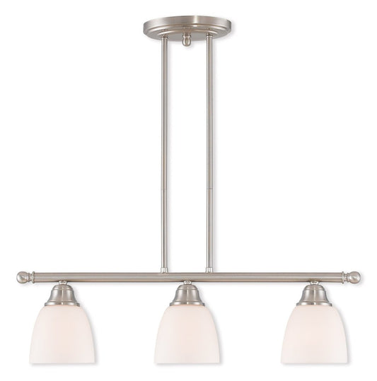 Nickel Three Light Metal Dimmable Chandelier With Shades HomeRoots