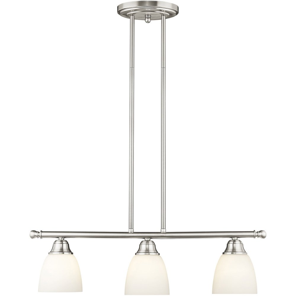 Nickel Three Light Metal Dimmable Chandelier With Shades HomeRoots