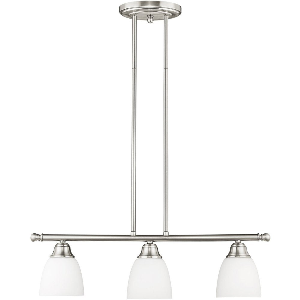 Nickel Three Light Metal Dimmable Chandelier With Shades HomeRoots