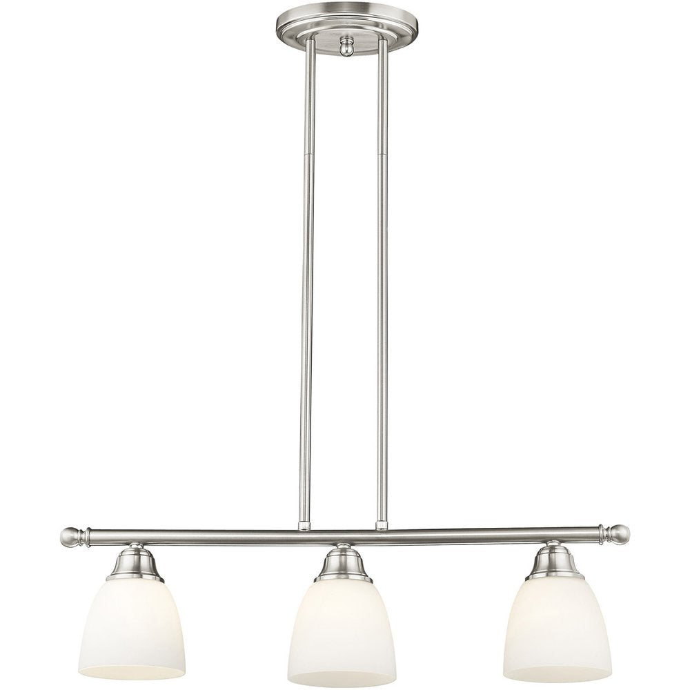 Nickel Three Light Metal Dimmable Chandelier With Shades HomeRoots
