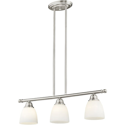 Nickel Three Light Metal Dimmable Chandelier With Shades HomeRoots