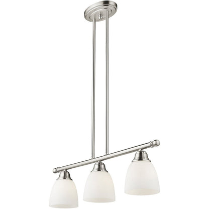 Nickel Three Light Metal Dimmable Chandelier With Shades HomeRoots