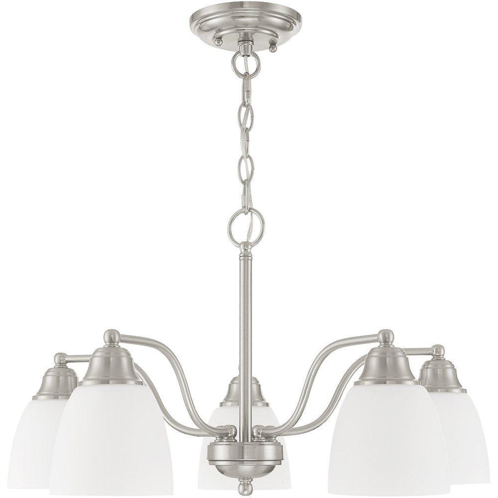 Nickel Five Light Metal Dimmable Chandelier With Shades HomeRoots