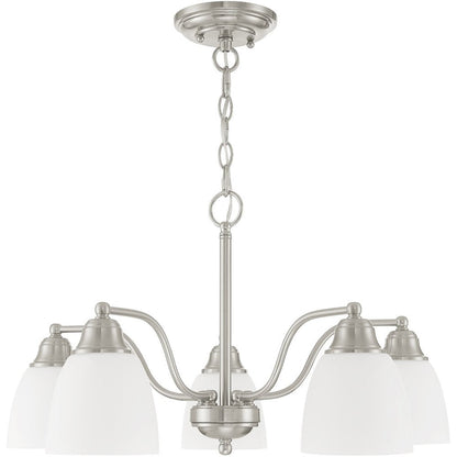 Nickel Five Light Metal Dimmable Chandelier With Shades HomeRoots