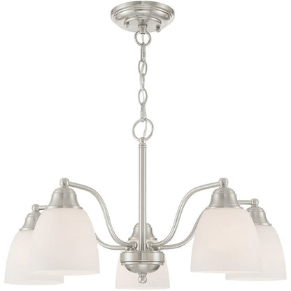 Nickel Five Light Metal Dimmable Chandelier With Shades HomeRoots