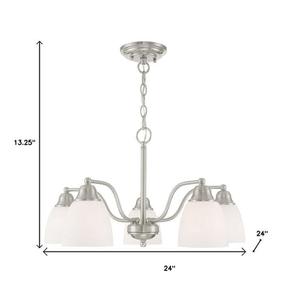 Nickel Five Light Metal Dimmable Chandelier With Shades HomeRoots
