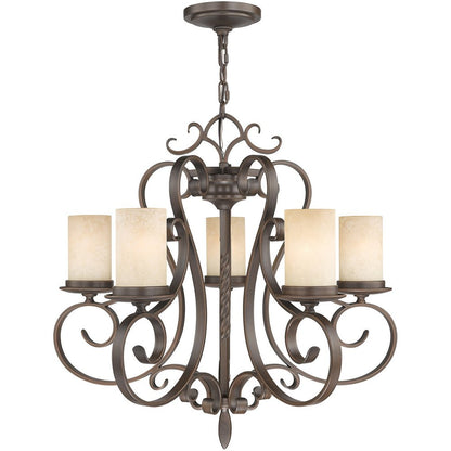 Bronze Five Light Metal Dimmable Chandelier With Shades HomeRoots