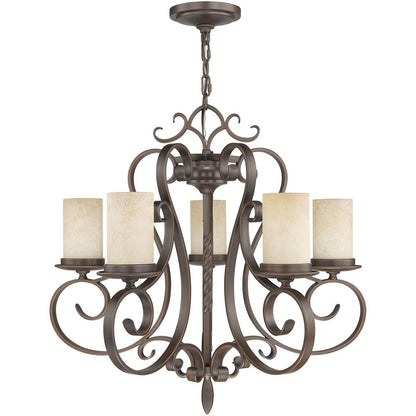 Bronze Five Light Metal Dimmable Chandelier With Shades HomeRoots