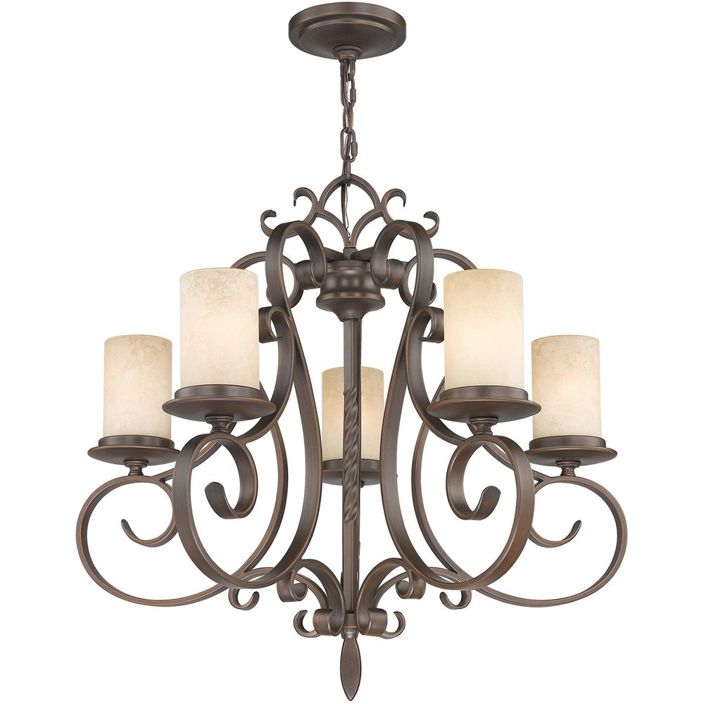 Bronze Five Light Metal Dimmable Chandelier With Shades HomeRoots