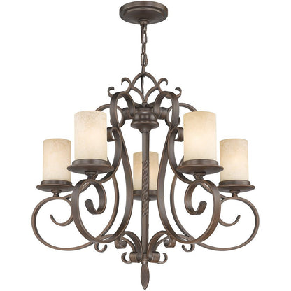 Bronze Five Light Metal Dimmable Chandelier With Shades HomeRoots