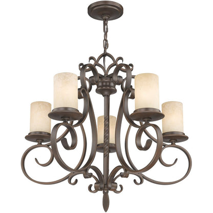 Bronze Five Light Metal Dimmable Chandelier With Shades HomeRoots