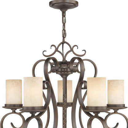 Bronze Five Light Metal Dimmable Chandelier With Shades HomeRoots