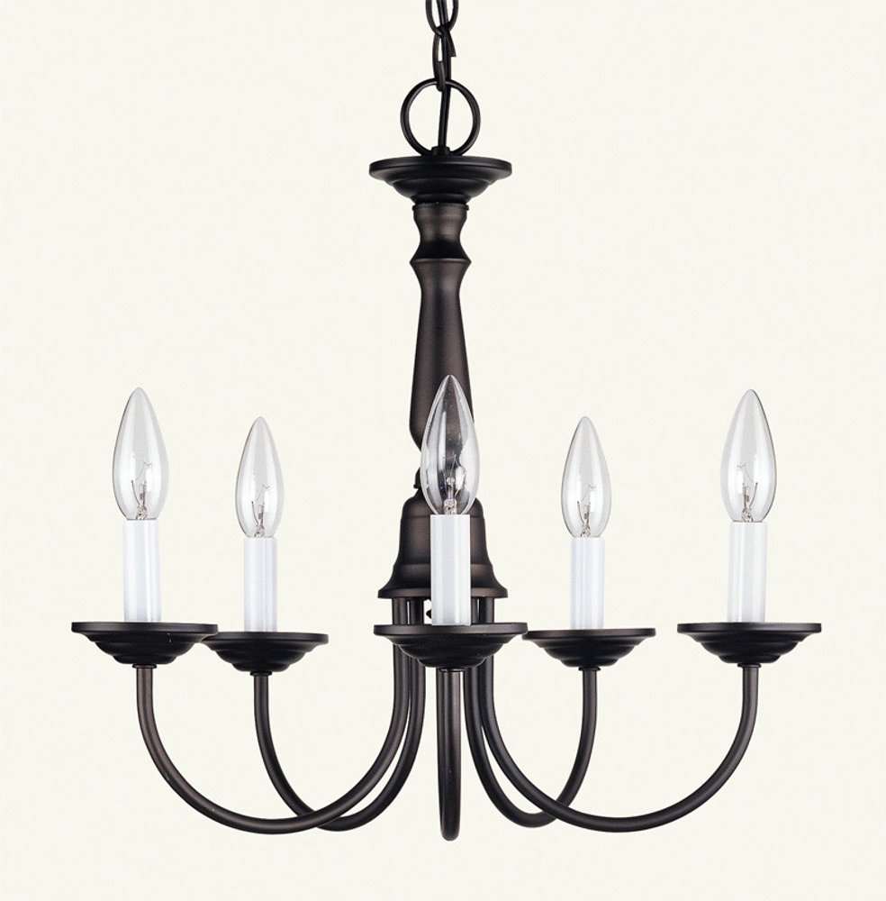 Bronze Five Light Metal Dimmable Chandelier With Shades HomeRoots