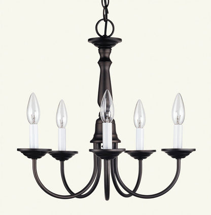 Bronze Five Light Metal Dimmable Chandelier With Shades HomeRoots