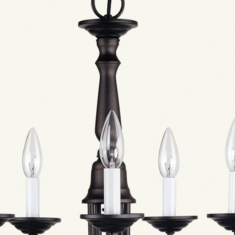 Bronze Five Light Metal Dimmable Chandelier With Shades HomeRoots
