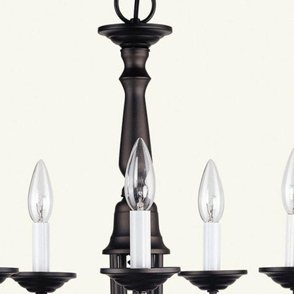 Bronze Five Light Metal Dimmable Chandelier With Shades HomeRoots
