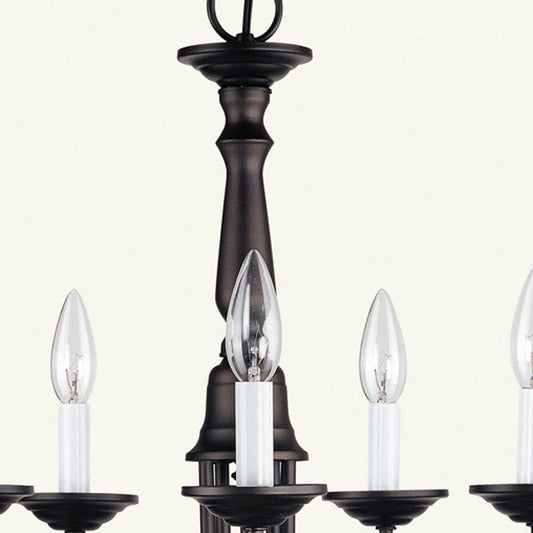 Bronze Five Light Metal Dimmable Chandelier With Shades HomeRoots