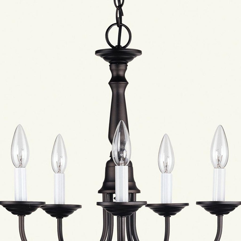 Bronze Five Light Metal Dimmable Chandelier With Shades HomeRoots