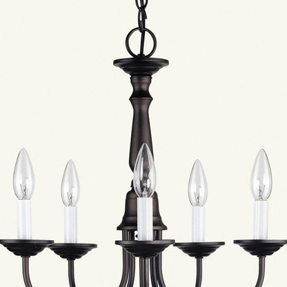 Bronze Five Light Metal Dimmable Chandelier With Shades HomeRoots