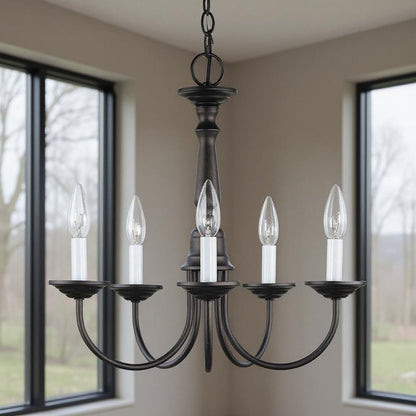 Bronze Five Light Metal Dimmable Chandelier With Shades HomeRoots