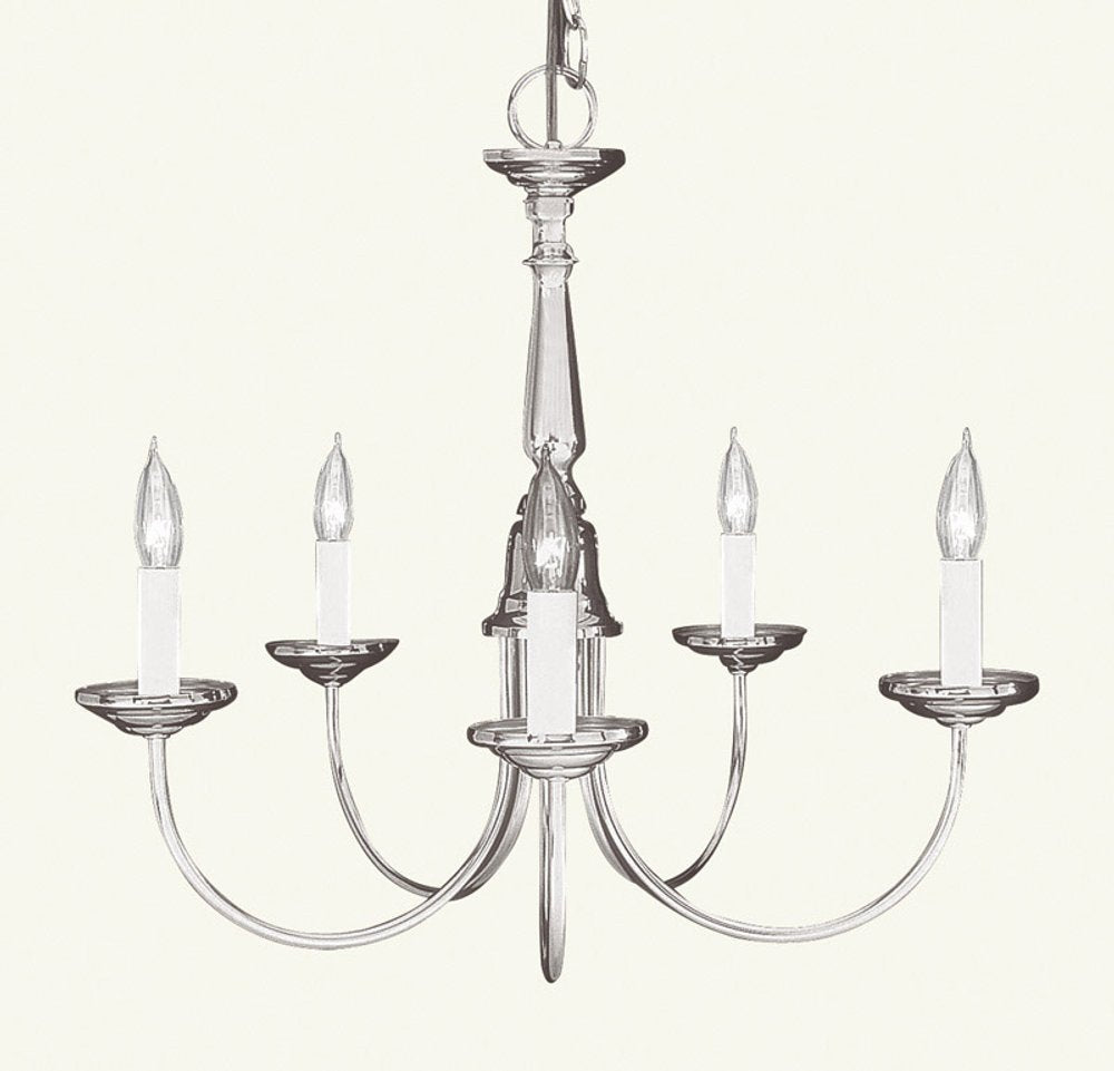Nickel Five Light Metal Dimmable Chandelier With Shades HomeRoots