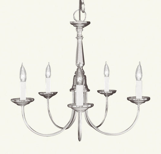 Nickel Five Light Metal Dimmable Chandelier With Shades HomeRoots