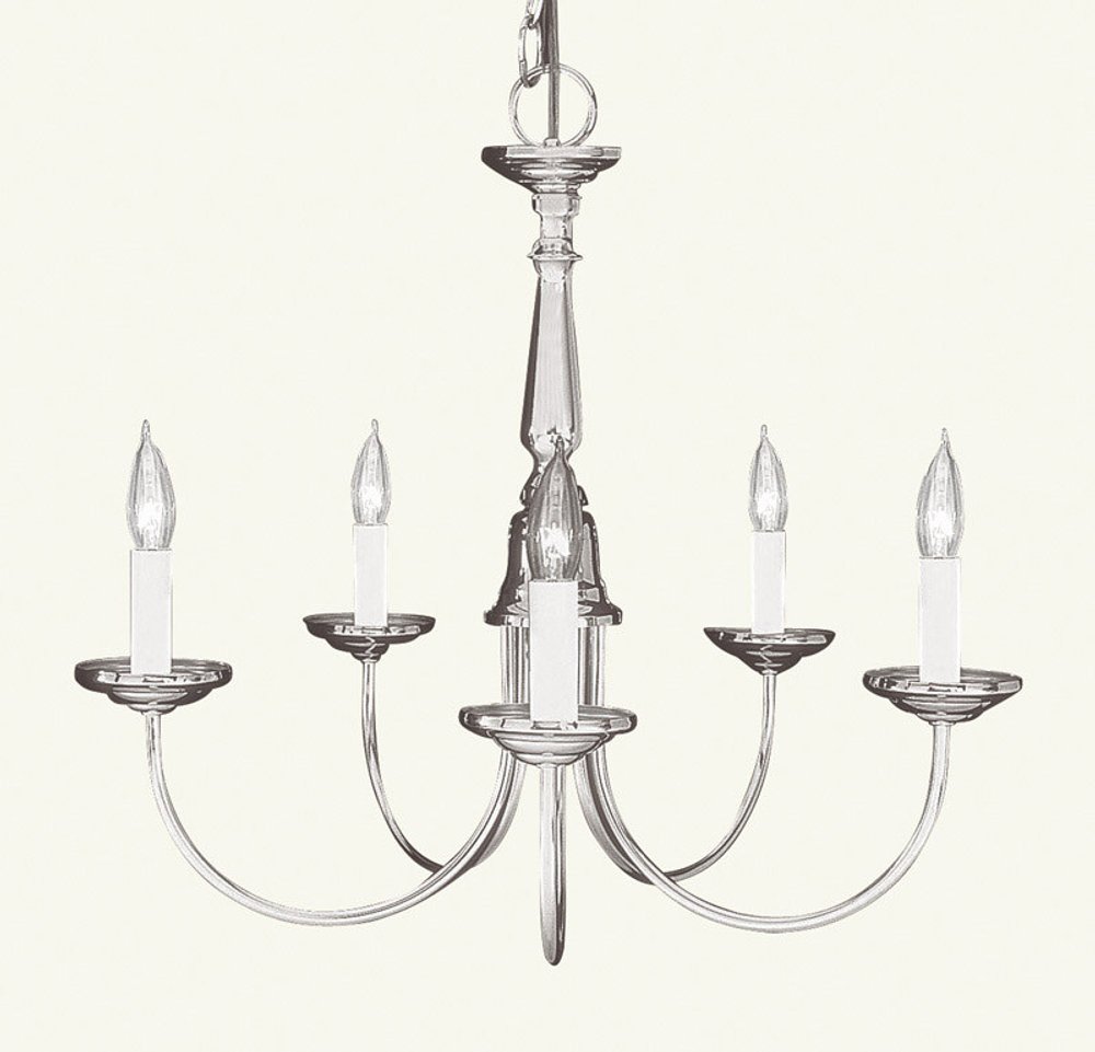 Nickel Five Light Metal Dimmable Chandelier With Shades HomeRoots