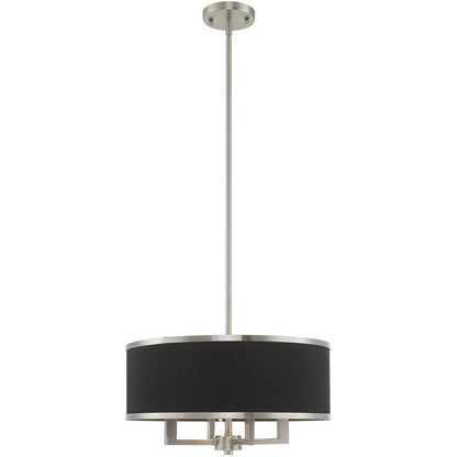 Nickel Four Light Metal Dimmable Chandelier With Shades HomeRoots