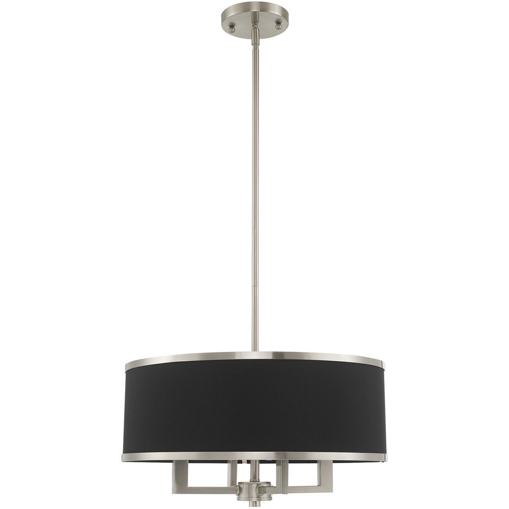Nickel Four Light Metal Dimmable Chandelier With Shades HomeRoots