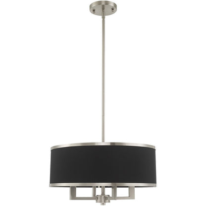 Nickel Four Light Metal Dimmable Chandelier With Shades HomeRoots