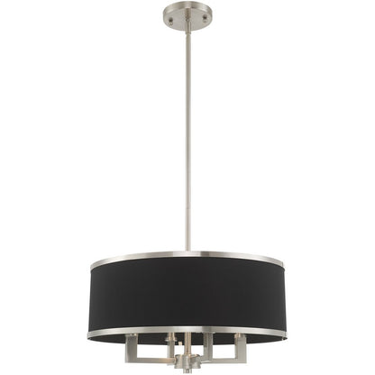 Nickel Four Light Metal Dimmable Chandelier With Shades HomeRoots