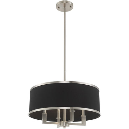 Nickel Four Light Metal Dimmable Chandelier With Shades HomeRoots