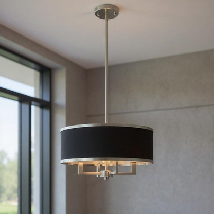 Nickel Four Light Metal Dimmable Chandelier With Shades HomeRoots