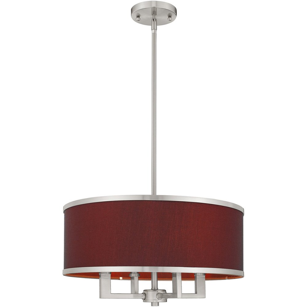 Nickel Four Light Metal Dimmable Chandelier With Shades HomeRoots