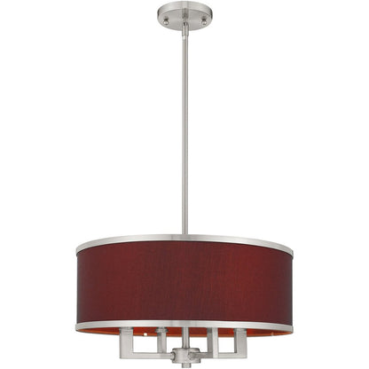 Nickel Four Light Metal Dimmable Chandelier With Shades HomeRoots
