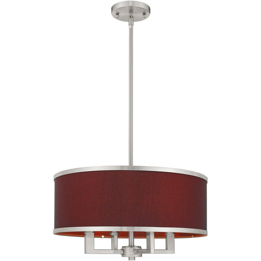 Nickel Four Light Metal Dimmable Chandelier With Shades HomeRoots