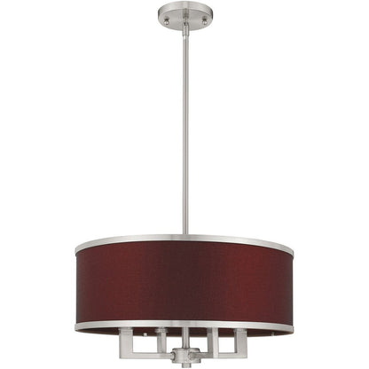 Nickel Four Light Metal Dimmable Chandelier With Shades HomeRoots