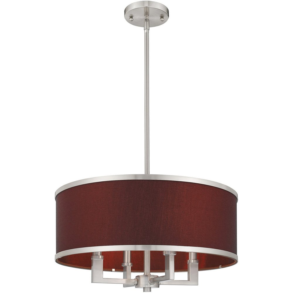 Nickel Four Light Metal Dimmable Chandelier With Shades HomeRoots