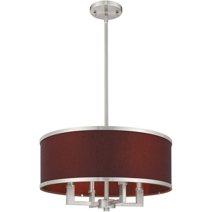 Nickel Four Light Metal Dimmable Chandelier With Shades HomeRoots