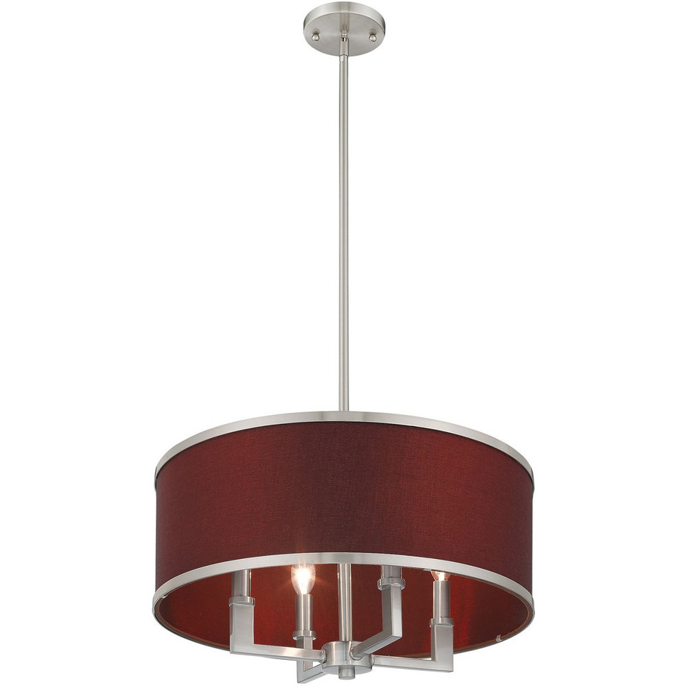 Nickel Four Light Metal Dimmable Chandelier With Shades HomeRoots