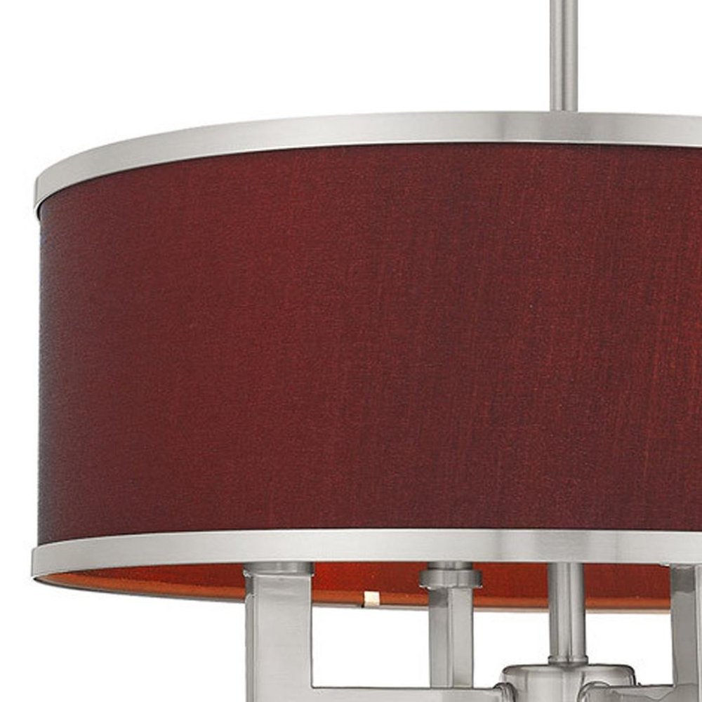 Nickel Four Light Metal Dimmable Chandelier With Shades HomeRoots