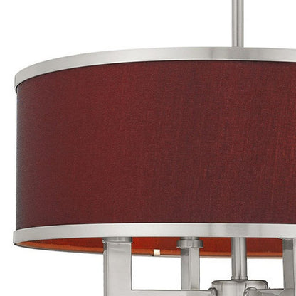 Nickel Four Light Metal Dimmable Chandelier With Shades HomeRoots