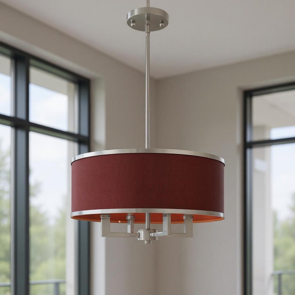 Nickel Four Light Metal Dimmable Chandelier With Shades HomeRoots
