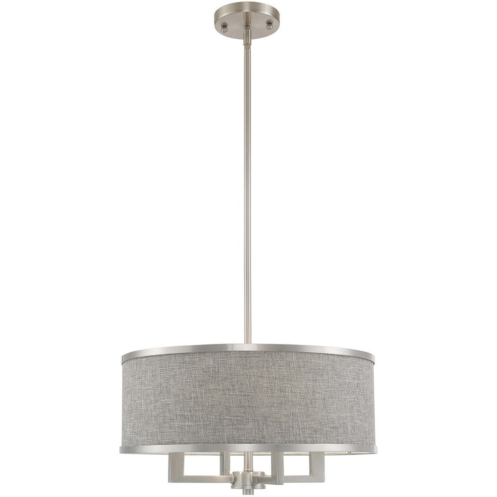Nickel Four Light Metal Dimmable Chandelier With Shades HomeRoots
